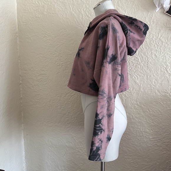 Pretty Little Thing Mauve Pink Black Cropped Zip Up Hoodie Sweatshirt 10 - Picture 4 of 9